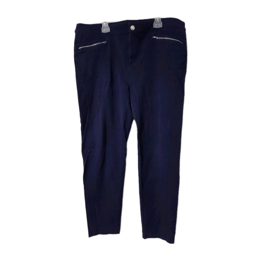Ralph Lauren Tapered Blue Chino Zipper Pocket Utility Ankle Pants Woman's 16